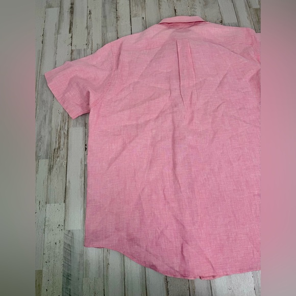 Brooks Brothers Button-Up Shirt Men XL Pink 100% Irish Linen Short Sleeve - Picture 9 of 9